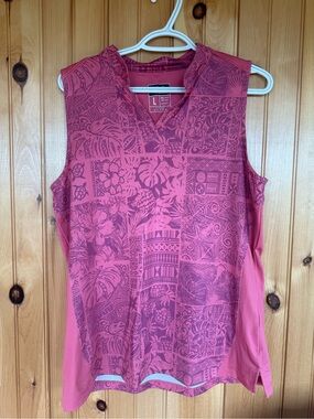 Island-Inspired Sleeveless Golf Top - Pink - L